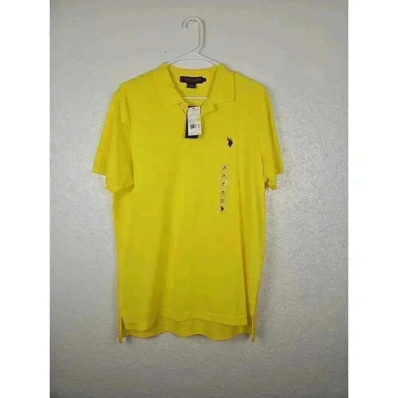 NWT US Polo Assn Yellow Pique Polo Shirt Short Sleeve Medium - Picture 1 of 5